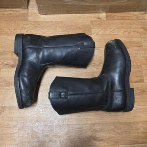 Durango Black Leather Metal Toe Work Cowboy Boots Mens 10.5 W